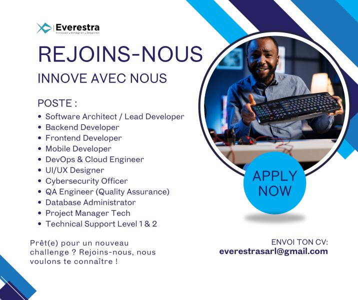 EVERSTRA LANCE un Projet Technologique Majuscule  Recrutement de Talents IT en Cours